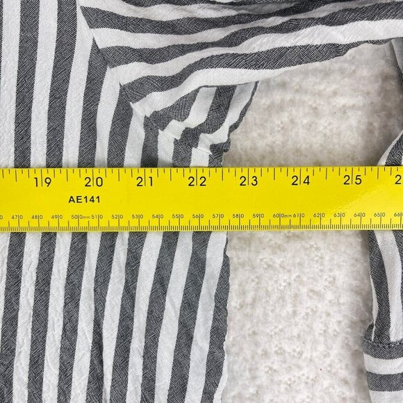 Jane + Delancey Gray Striped Button-Up Shirt Womens Long Sleeve Plus Size 1X - Picture 8 of 16